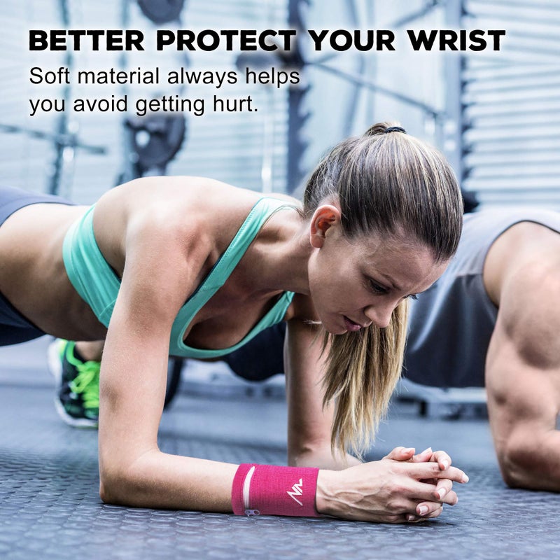 NEWZILL Wrist Wallet Wristband with Zipper - Cotton Sweatbands for Men & Women, Ideal for Sport, Running, Walking, Basketball, Football, Tennis, Hiking, Workout, and More Long Pink - Image 5